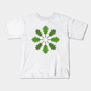 Radial Oak Leaves (Green) Kids T-Shirt